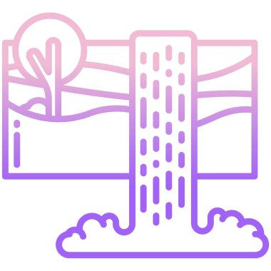 Şelale ikonu vektör illüstrasyonu 