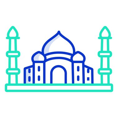 Taj mahal basit kutsal kişilerin resmi, vektör çizim