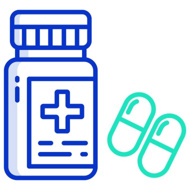 Tıbbi hap vektör ikonu. biçim çift renkli düz sembol, yoğun kırmızı ve beyaz renkler, yuvarlak açılar,