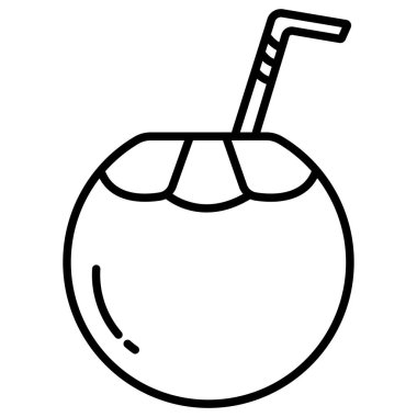 Hindistan cevizi içeceği beyaz arkaplanda basit vektör simgesi