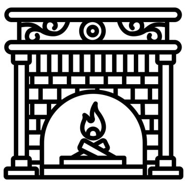 şömine web simgesi, vektör çizim