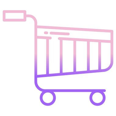 Basit vektör simgesi, alışveriş arabasının çizimi 