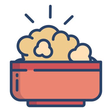 Rice Bowl çizgi simgesinin vektör illüstrasyonu