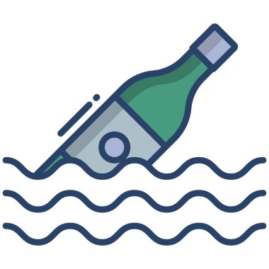 Basit vektör simgesi, yüzen şişenin çizimi