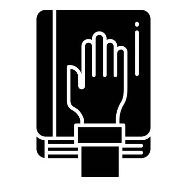 Kitap ikonuyla el ele. vektör illüstrasyonu