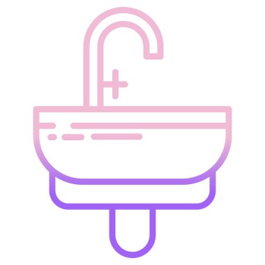 Beyaz arka planda izole edilmiş pembe küvet ikonu. Banyo havlusu tabelası. Ev işi sembolü. vektör illüstrasyonu