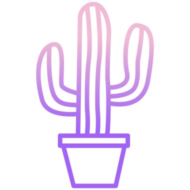 Beyaz arkaplanda izole edilmiş kaktüsün vektör simgesi