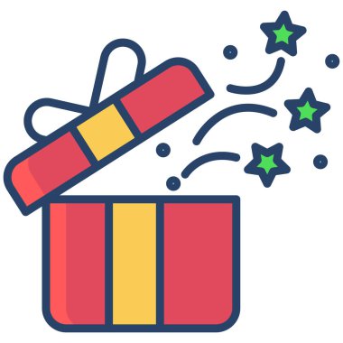 Basit vektör simgesi, hediye kutusu açma illüstrasyonu