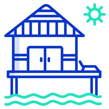 Tatil köyü. Web simgesi basit illüstrasyon