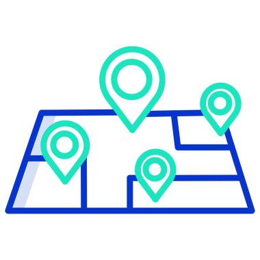 Moda düz stil haritalama simgesi. Web sitenizin tasarımı, logosu, uygulaması için harita, konum ve yol sembolü