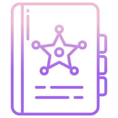 Basit vektör simgesi, yıldız imzalı kitap illüstrasyonu