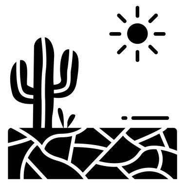 Beyaz arka planda izole edilmiş yassı bir kaktüs simgesi. yaz sembolü çizimi.