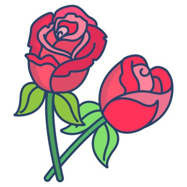 Gül çiçekleri ikon vektör illüstrasyon tasarımı