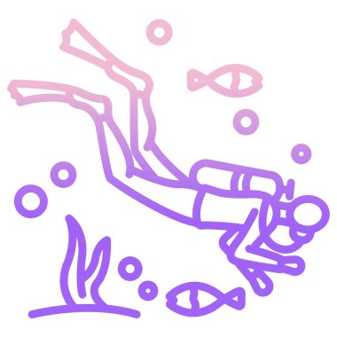 Beyaz arkaplanda basit bir Scuba Dalgıcı simgesi