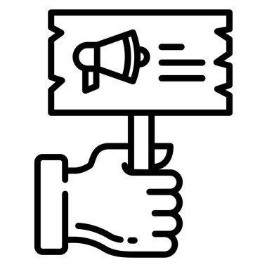 El ele tutuşan megafon hattı ikonu. özet vektör illüstrasyonu