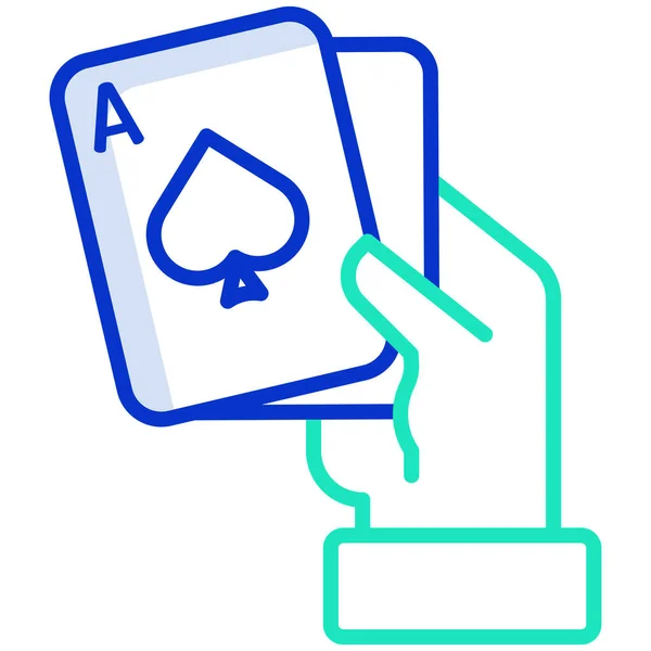 Mano Sosteniendo Una Tarjeta Casino Con Picas — Vector de stock