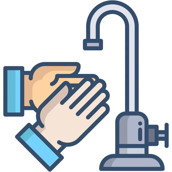 Wash Washing Hands Keep Clean Flat Vector Icon Websites Print — Stock Vector