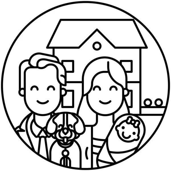 Familie Hond Pictogram Cartoon Stijl Geïsoleerd Witte Achtergrond Vector Illustratie — Stockvector