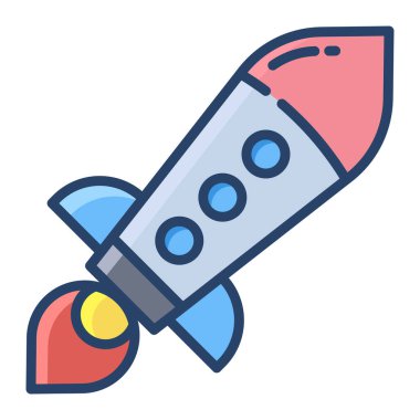 Roket web simgesi, vektör çizim 