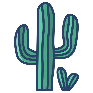 Beyaz arkaplanda izole edilmiş kaktüsün vektör simgesi