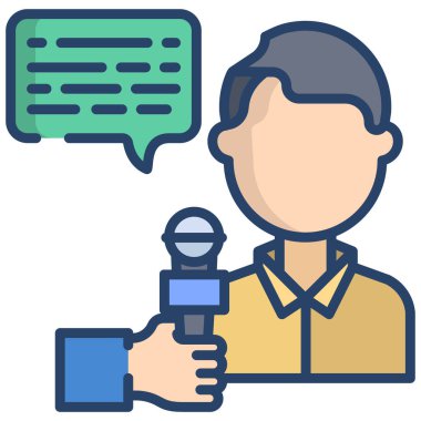 Muhabir. Web simgesi basit illüstrasyon