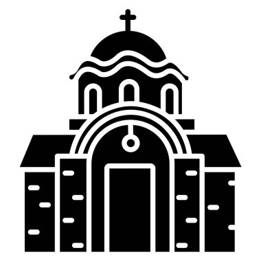 Beyaz arkaplanda katedral basit vektör simgesi