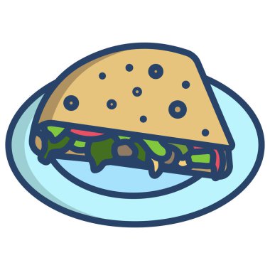Quesadilla yemeğinin vektör çizimi, Meksika yemeği