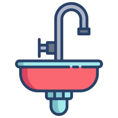 Basit vektör simgesi, lavabo illüstrasyonu