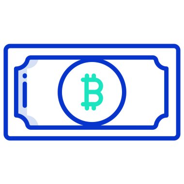 Bitcoin not simgesi vektör illüstrasyonu