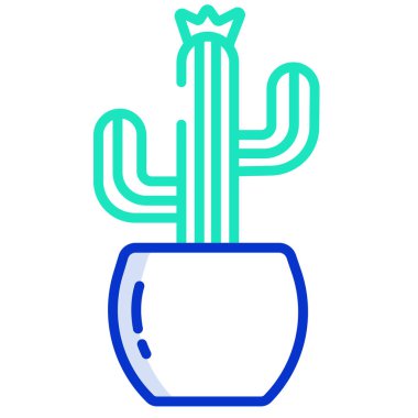 Beyaz arkaplanda izole edilmiş kaktüsün vektör simgesi