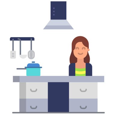 Mutfakta bir kadının çizimi