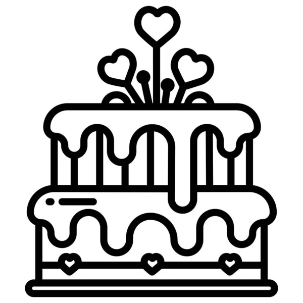 Икона Торта Контурная Иллюстрация Векторных Иконок Торта Интернета — стоковый вектор