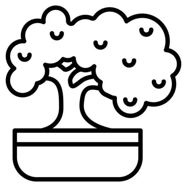 Enkel Vektor Ikon Illustration Bonsai Träd — Stock vektor