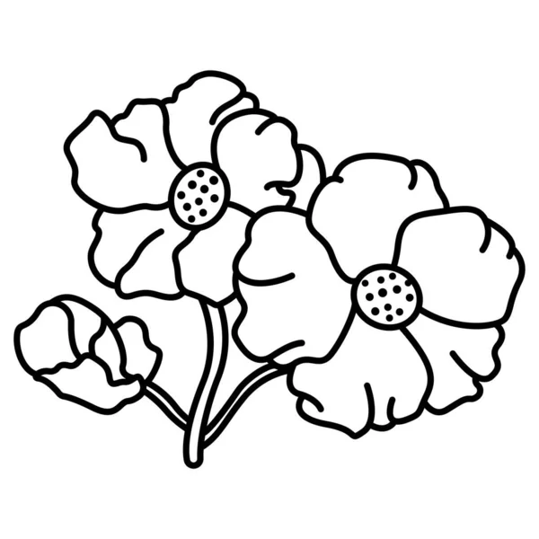 Черный Белый Монохромные Цветы Изолированы Заднем Плане Векторная Иллюстрация — стоковый вектор