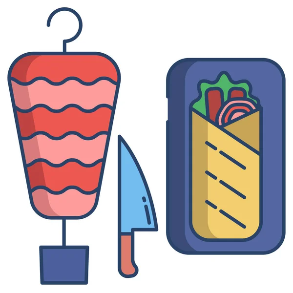 Turque Doner Kebab Web Icon Illustration Vectorielle Simple — Image vectorielle