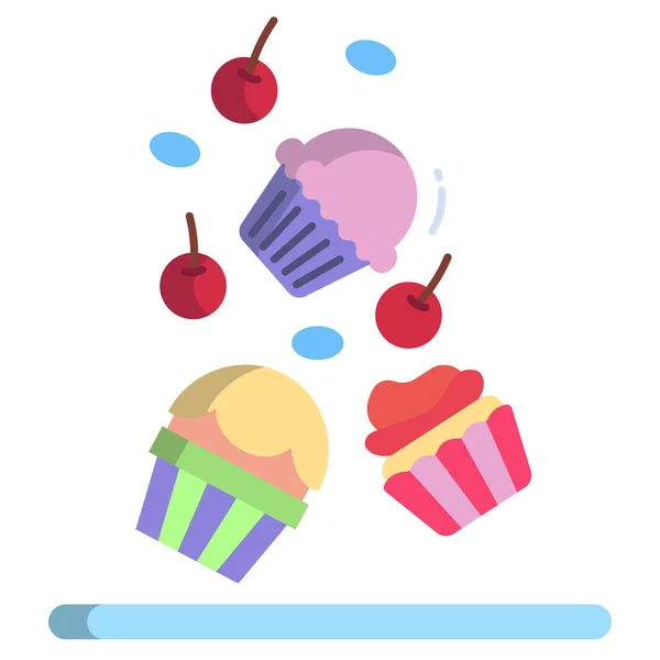 Taart Icoon Schets Illustratie Van Cake Vector Pictogrammen Voor Web — Stockvector