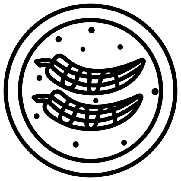 Ikon Vektor Sederhana Ilustrasi Stuffed Chiles Dengan Saus Walnut - Stok Vektor
