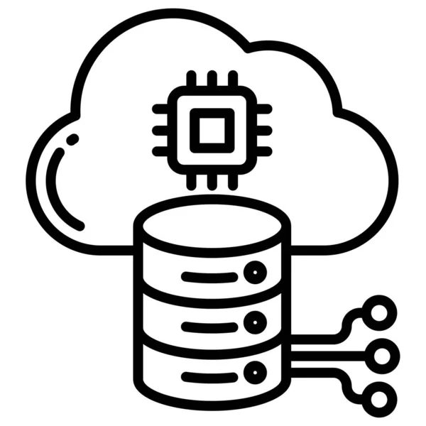 Base Données Cloud Icône Plate Pour Hébergement Web — Image vectorielle