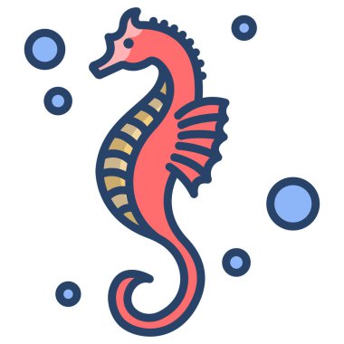 Beyaz arkaplanda basit bir vektör deniz atı simgesi