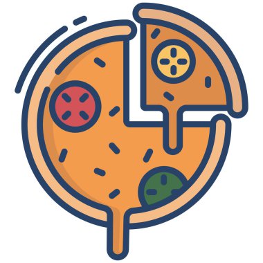 Pizza web simgesi, vektör çizim 