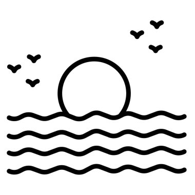 beyaz arkaplanda deniz manzarası basit vektör simgesi