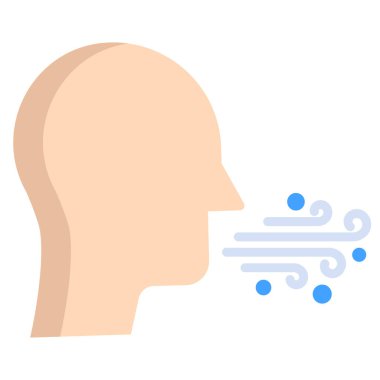 Basit vektör simgesi, öksürüğün resmedilmesi