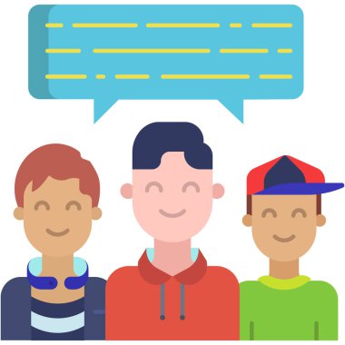 Konuşma balonu vektör çizimi olan bir grup insan