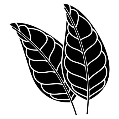 Bitki ikonu yaprakları. siyah ve beyaz resimleme.