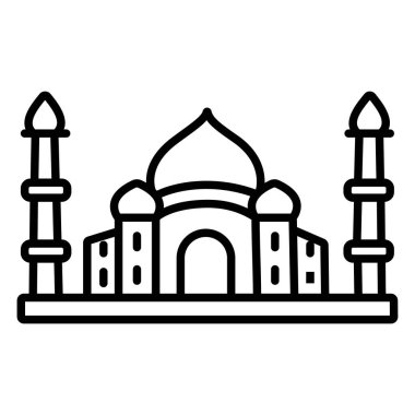 Taj mahal basit kutsal kişilerin resmi, vektör çizim