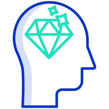 Mavi beyinli bir insan kafasının vektör çizimi 