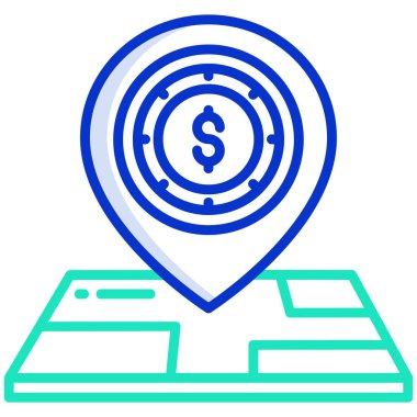 Moda düz stil haritalama simgesi. Web sitenizin tasarımı, logosu, uygulaması için harita, konum ve yol sembolü