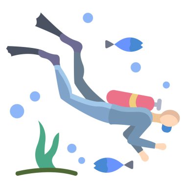 Beyaz arkaplanda basit bir Scuba Dalgıcı simgesi