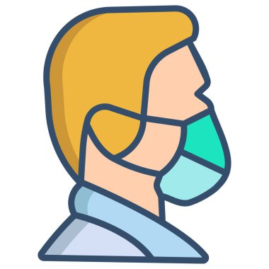 Maskeli bir erkek. Web simgesi basit illüstrasyon