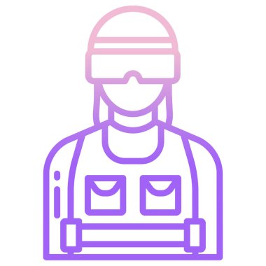 Miğfer ikonlu adam. Web için asker vektör simgelerinin özet çizimi